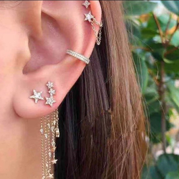 Star moon drop earring set one set - Picture 1 of 2